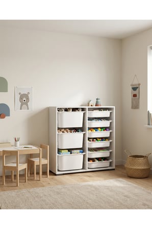 Nest 9 Sepetli Düzenleme Dolabı – 3 Büyük, 6 Küçük Sepetli Y:93 G:132 D:30 / Beyaz