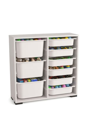 Nest 9 Sepetli Düzenleme Dolabı – 3 Büyük, 6 Küçük Sepetli Y:93 G:132 D:30 / Beyaz