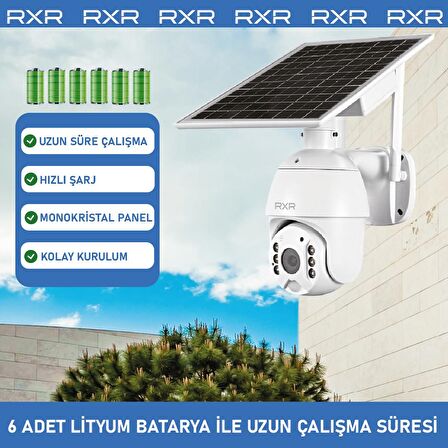 RXR C16 4G Sim Kartlı Bataryalı Solar Dış Ortam 360° Hareket Kontrollü solar güneş enerjili kamera
