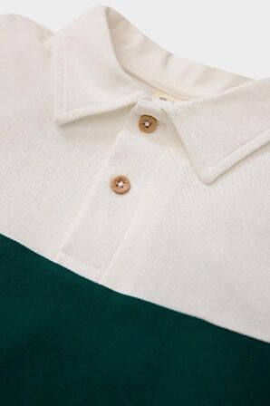 Erkek Bebek Renk Bloklu Pike Kısa Kollu Polo Tişört