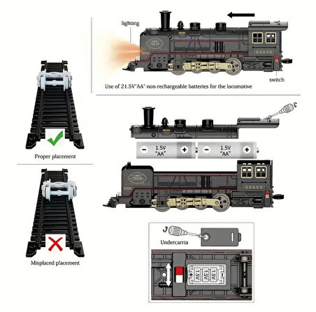 Gerçekçi Buharlı Retro Model Oyuncak Tren