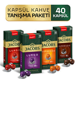 Jacobs Kapsül Kahve Tanışma Paketi 40'lı ( Nespresso Uyumlu Alüminyum Kapsül Kahve )