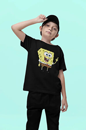 Süngerbob Baskılı Unisex Çizgi Film Çocuk Tişört (1-12 Yaş)
