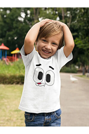 Gumball Baskılı Unisex Çizgi Film Çocuk Tişört (1-12 Yaş)
