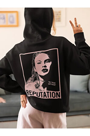 Taylor Swift Reputation Baskılı Unisex Oversize Şarkıcı Hoodie