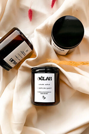 Oğlak Burcu Sandal Ağacı Kokulu %100 Soya Mumu Amber Kavanoz Mum