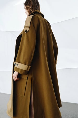 ALLBUCKS ZARA ZW Collection kontrast Uzun Kalın Oversize Trençkot Kaban ABZRA00130