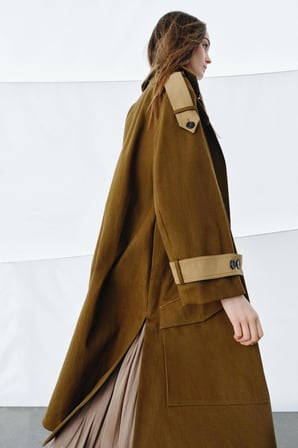 ALLBUCKS ZARA ZW Collection kontrast Uzun Kalın Oversize Trençkot Kaban ABZRA00130