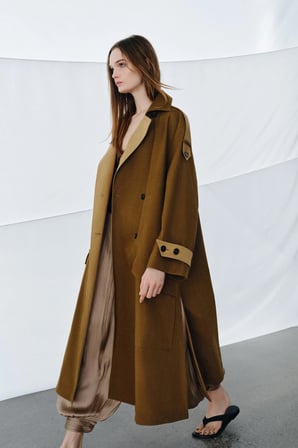 ALLBUCKS ZARA ZW Collection kontrast Uzun Kalın Oversize Trençkot Kaban ABZRA00130