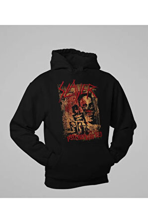 Slayer Psychopathy Red Baskılı Unisex Oversize Rock Metal Hoodie
