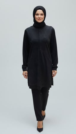 KADIN ORTA YAŞ VE ÜZERİ TUNİK ÖNÜ TAŞLI ALTI BANTLI PANTOLON ÖNÜ DİKİŞLİ CEPLİ BELİ LASTİKLİ İKİLİ TAKIM
