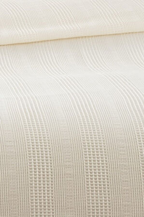 %100 Pamuk Çift Kişilik Kopanaki Dantelli Waffle Pike-210x230 cm-Krem