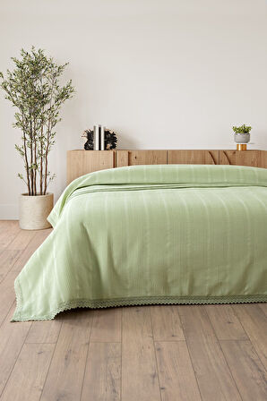 Kopanaki Dantelli Çift Kişilik Waffle Pike-210x230 cm-Fıstık Yeşili