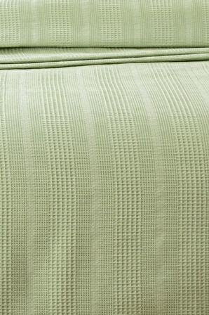 Tek Kişilik Dantelli Waffle Pike-160x230 cm-Fıstık Yeşili Petek Pike