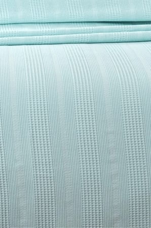 Tek Kişilik İki Renk Dantelli Petek Pike -Bebe Mavisi Waffle Dokuma Pike-160x230 cm