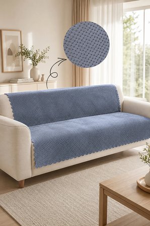 Kaymaz Taban Peluş Koltuk Örtüsü - Wellsoft Koltuk Örtüsü - 170x210 cm - Gri