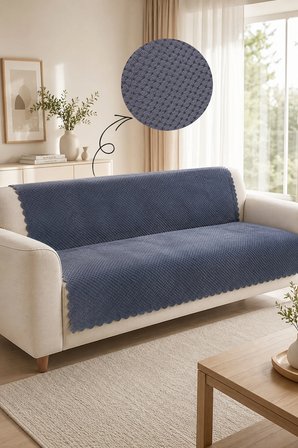 Kaymaz Taban Peluş Koltuk Örtüsü - Wellsoft Koltuk Örtüsü - 170x210 cm - Antrasit