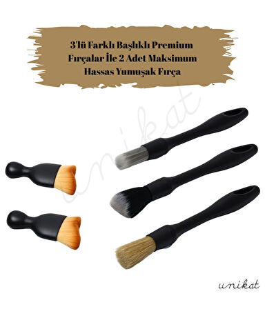 5'li Hassas Araç İç ve Dış Fırçaları Set – Premium 
