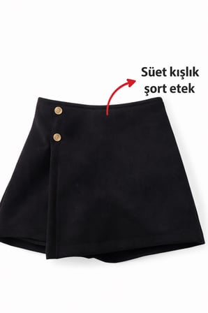 Kız Çocuk Etek Kışlık Süet Kumaş Şort Etek
