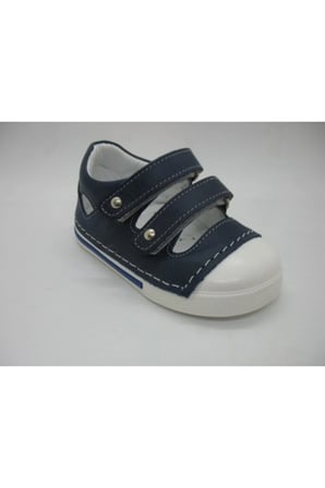 Unisex Lacivert Hakiki Deri Ortopedik Sandalet 19-2101103