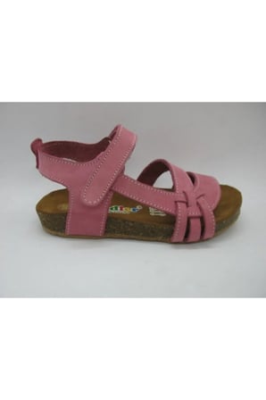 Kız Çocuk Pembe Hakiki Deri Anatomik Mantar Taban Sandalet 21-25 01223