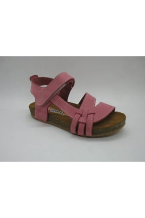 Kız Çocuk Pembe Hakiki Deri Anatomik Mantar Taban Sandalet 21-25 01223