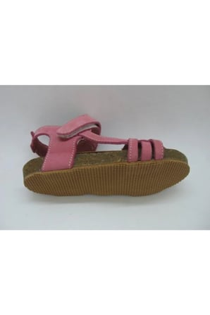 Kız Çocuk Pembe Hakiki Deri Anatomik Mantar Taban Sandalet 21-25 01223