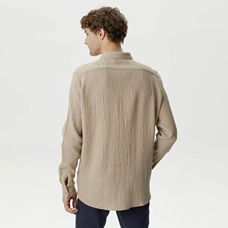 Nautica Erkek Bej Classic Fit Gömlek
