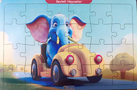 Ahşap Puzzle 24x30 cm 24 Parça Sevimli Hayvanlar Fil