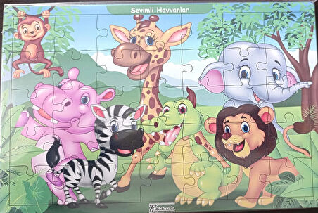 Ahşap Puzzle 24x30 cm 35 Parça Sevimli Hayvanlar Orman Hayvanları