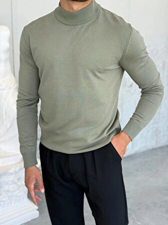 ERKEK YARIM BALIKÇI YEŞİL TRİKO KAZAK 