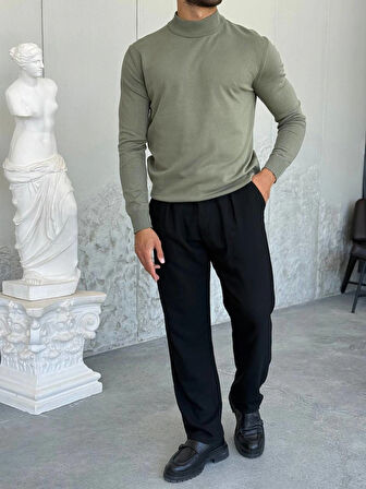 ERKEK YARIM BALIKÇI YEŞİL TRİKO KAZAK 