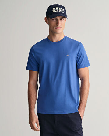 GANT Erkek Mavi Regular Fit Bisiklet Yaka T-Shirt