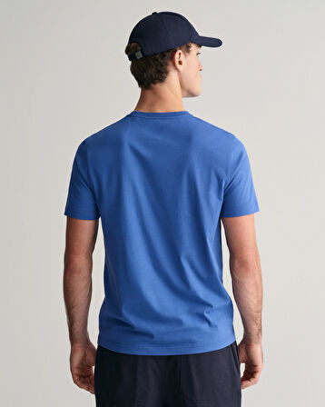 GANT Erkek Mavi Regular Fit Bisiklet Yaka T-Shirt
