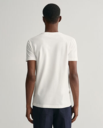 GANT Erkek Beyaz Slim Fit Bisiklet Yaka T-Shirt