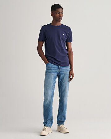 GANT Erkek Lacivert Slim Fit Bisiklet Yaka T-Shirt