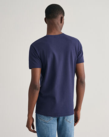 GANT Erkek Lacivert Slim Fit Bisiklet Yaka T-Shirt
