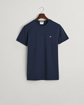 GANT Erkek Lacivert Slim Fit Bisiklet Yaka T-Shirt