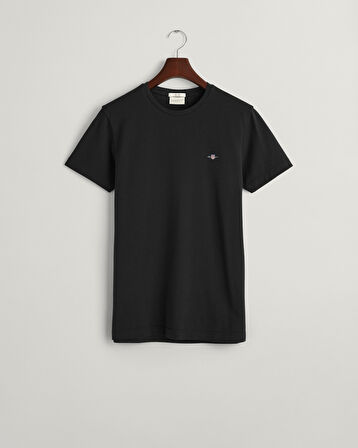 GANT Erkek Siyah Slim Fit Bisiklet Yaka T-Shirt