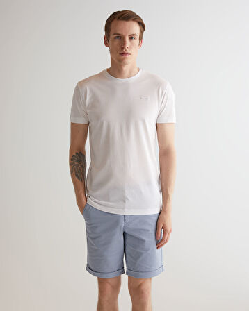 GANT Erkek Beyaz Slim Fit Bisiklet Yaka Logolu T-shirt