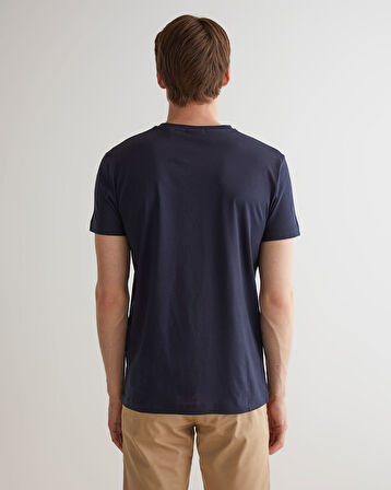 GANT Erkek Lacivert Slim Fit Bisiklet Yaka T-shirt