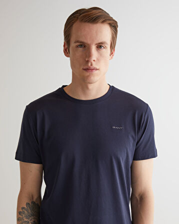 GANT Erkek Lacivert Slim Fit Bisiklet Yaka T-shirt