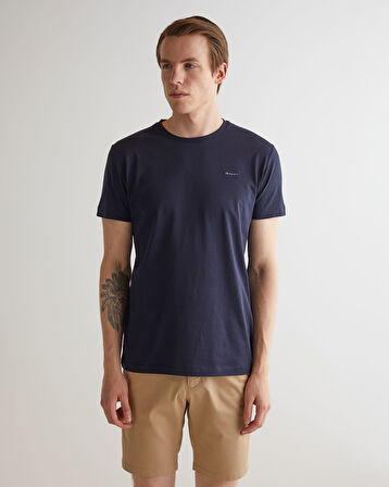 GANT Erkek Lacivert Slim Fit Bisiklet Yaka T-shirt