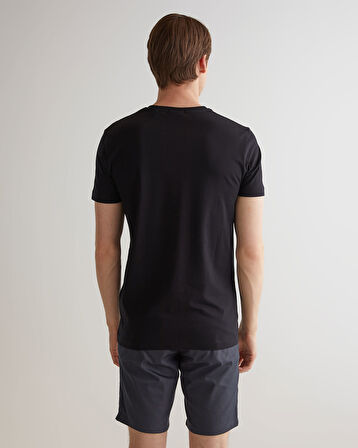 GANT Erkek Siyah Slim Fit Bisiklet Yaka T-shirt