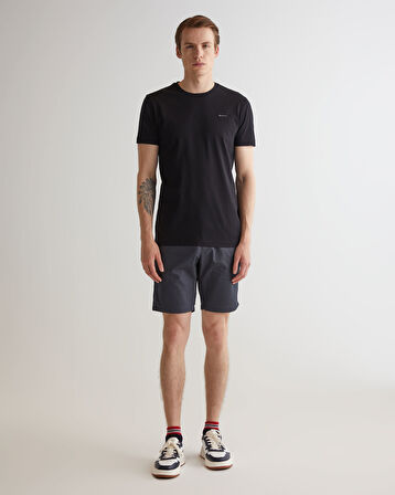 GANT Erkek Siyah Slim Fit Bisiklet Yaka T-shirt