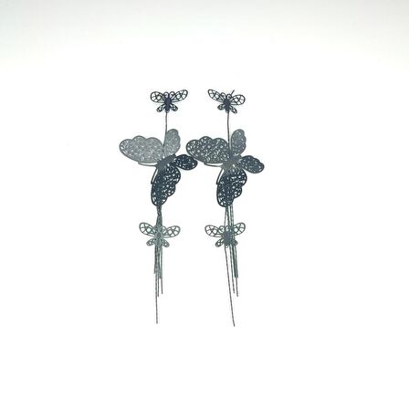 TEDZ COLLECTİON Sallantılı Üç Kelebek Küpe