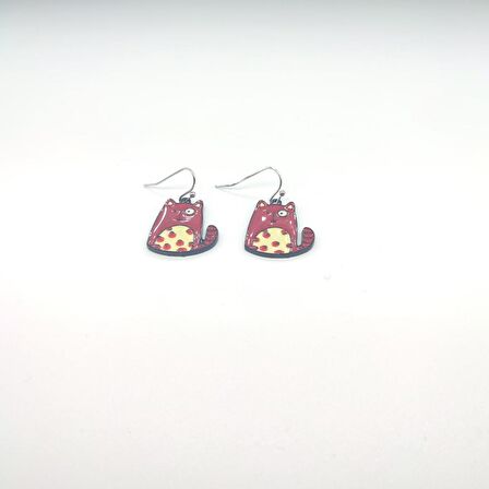 TEDZ COLLECTİON Hınzır Kedi Pin Küpe
