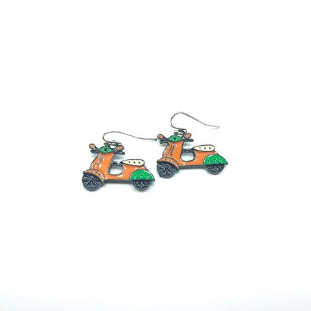 TEDZ COLLECTİON Turuncu Scooter Pin Küpe
