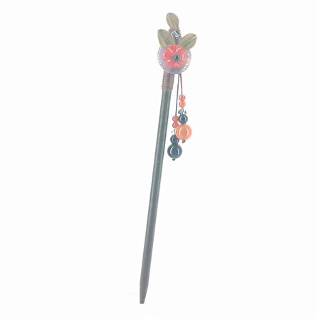 TEDZ COLLECTION Siyah İnci Çiçekli Püsküllü Topuz Çubuğu
