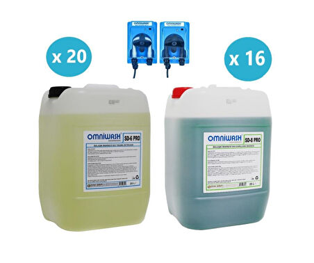 Omniwash Pro Bulaşık Yıkama Deterjan ve Parlatıcı Seti Dozaj Pompası Hediyeli 20+16 
